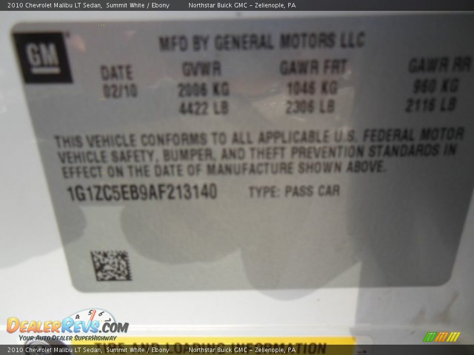 2010 Chevrolet Malibu LT Sedan Summit White / Ebony Photo #20