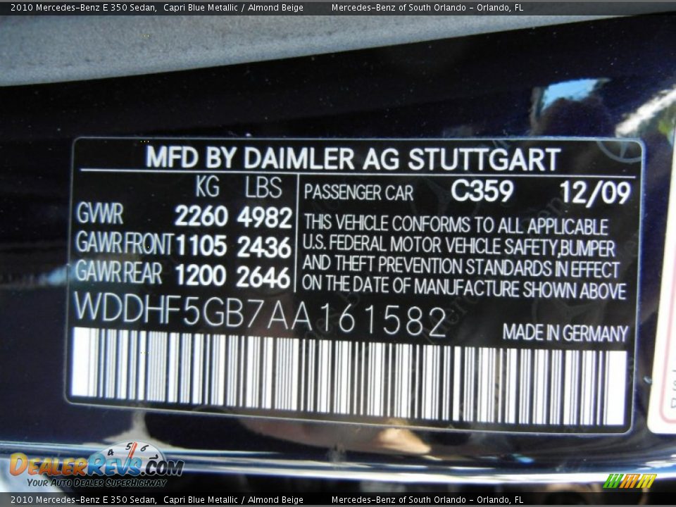 2010 Mercedes-Benz E 350 Sedan Capri Blue Metallic / Almond Beige Photo #27