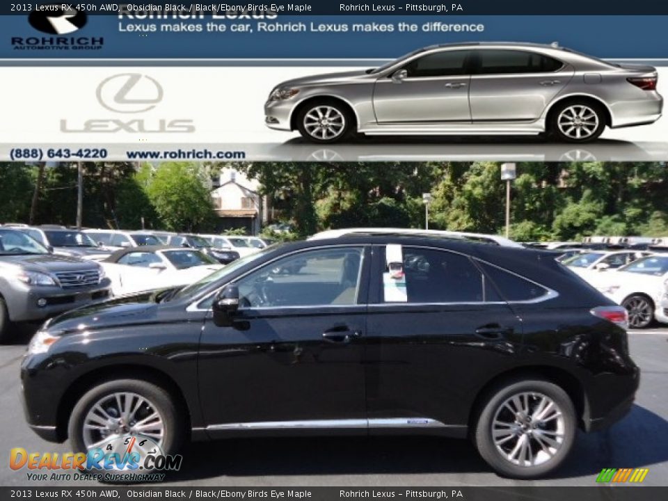 2013 Lexus RX 450h AWD Obsidian Black / Black/Ebony Birds Eye Maple Photo #1
