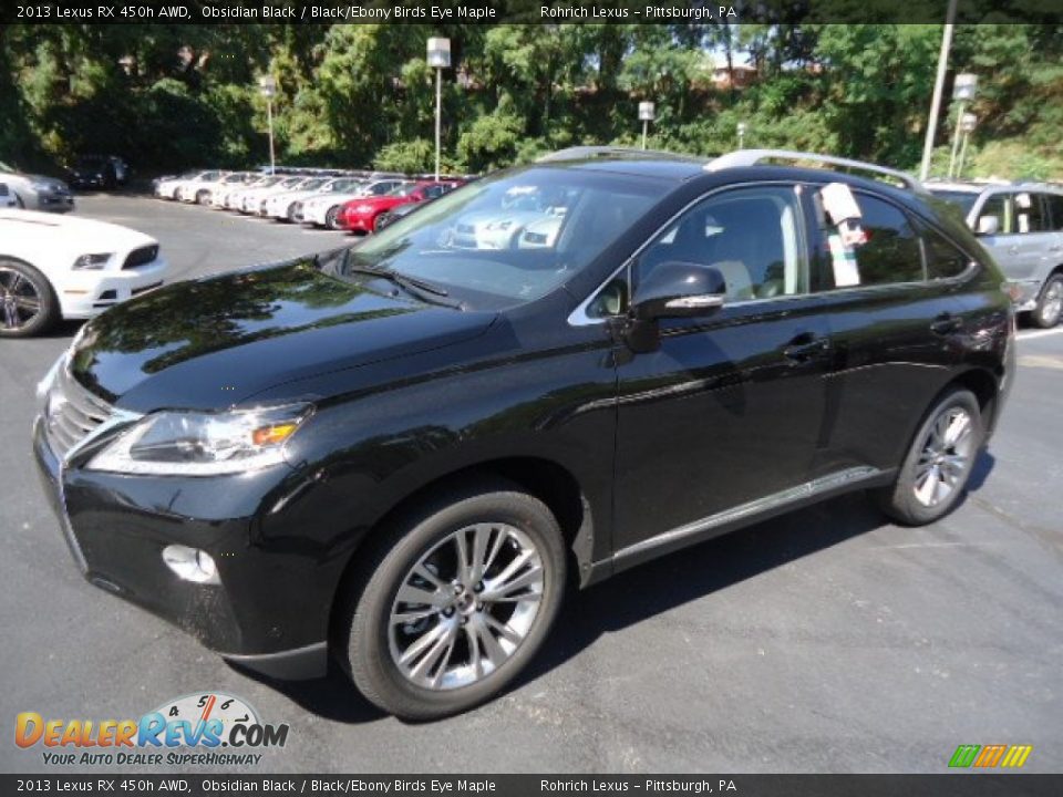 2013 Lexus RX 450h AWD Obsidian Black / Black/Ebony Birds Eye Maple Photo #8