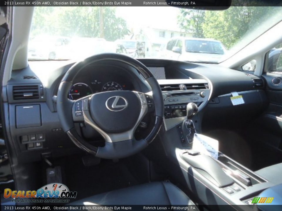 2013 Lexus RX 450h AWD Obsidian Black / Black/Ebony Birds Eye Maple Photo #12