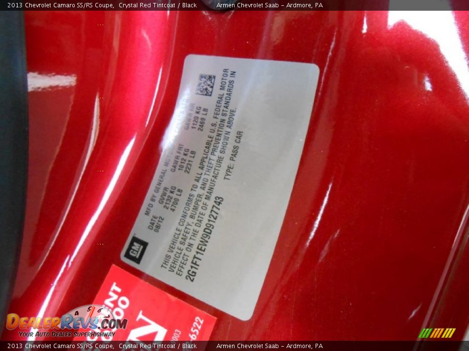 2013 Chevrolet Camaro SS/RS Coupe Crystal Red Tintcoat / Black Photo #16