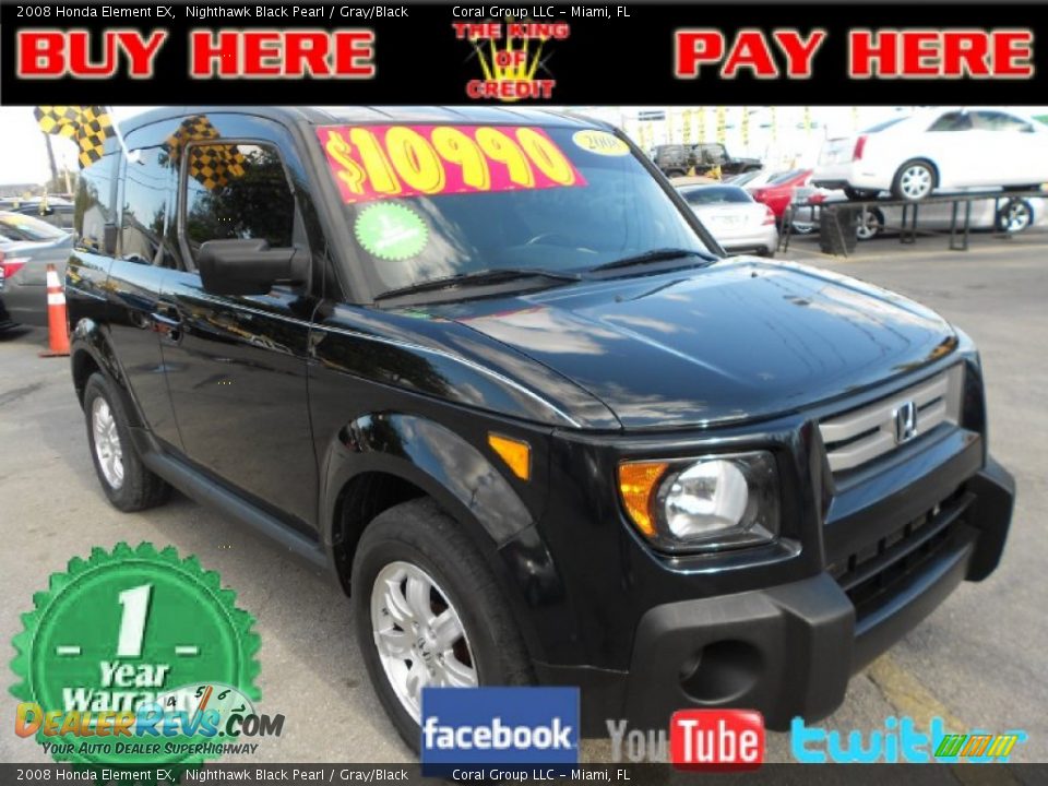 2008 Honda Element EX Nighthawk Black Pearl / Gray/Black Photo #1