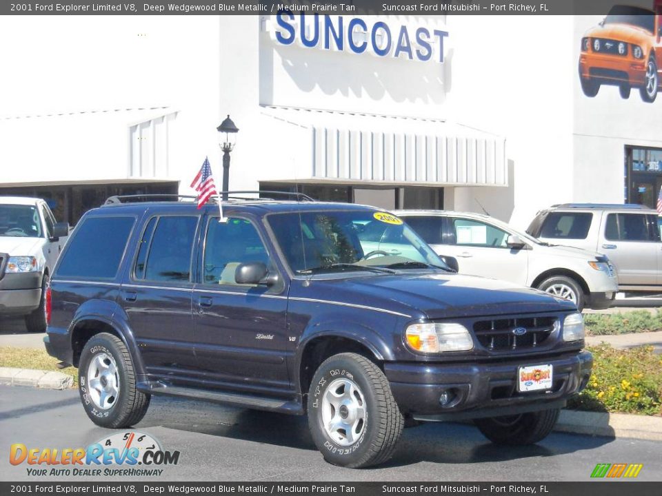 2001 Ford Explorer Limited V8 Deep Wedgewood Blue Metallic / Medium Prairie Tan Photo #1