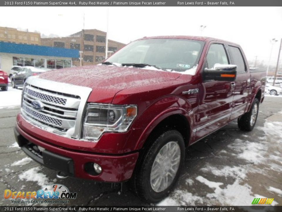 2013 Ford F150 Platinum SuperCrew 4x4 Ruby Red Metallic / Platinum Unique Pecan Leather Photo #4