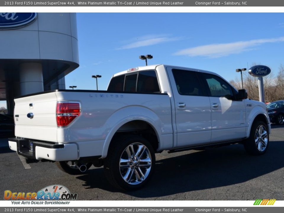 2013 Ford F150 Limited SuperCrew 4x4 White Platinum Metallic Tri-Coat / Limited Unique Red Leather Photo #3