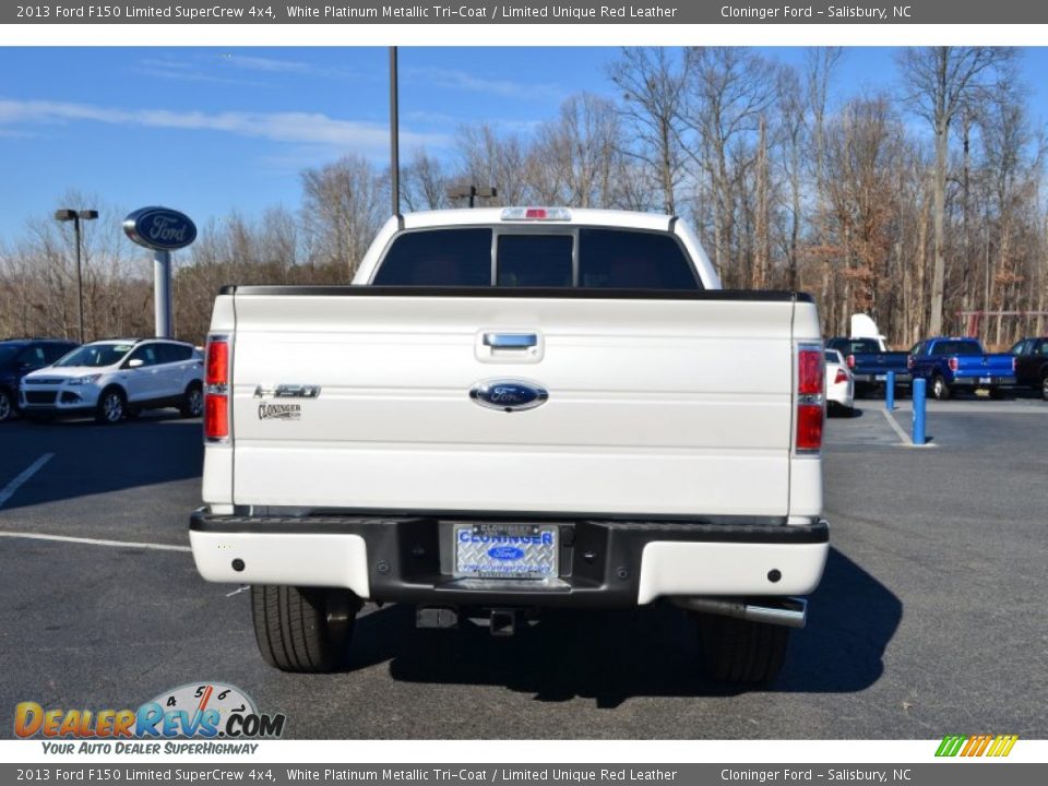 2013 Ford F150 Limited SuperCrew 4x4 White Platinum Metallic Tri-Coat / Limited Unique Red Leather Photo #4