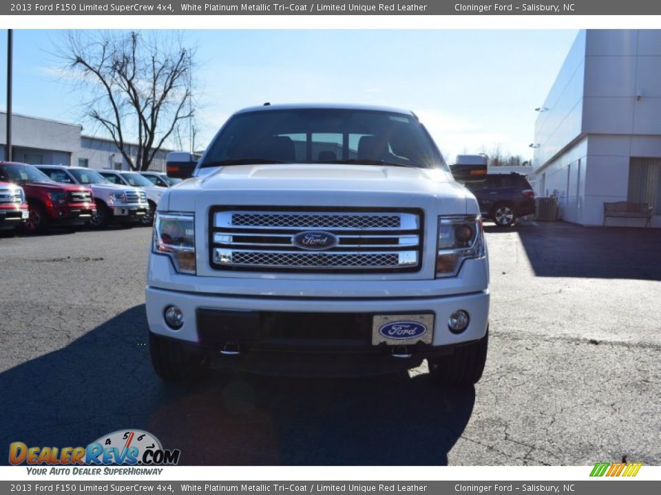 2013 Ford F150 Limited SuperCrew 4x4 White Platinum Metallic Tri-Coat / Limited Unique Red Leather Photo #7
