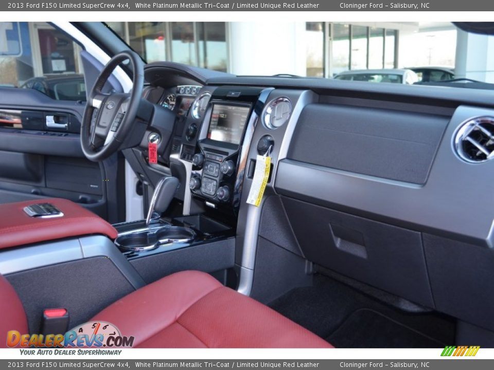 2013 Ford F150 Limited SuperCrew 4x4 White Platinum Metallic Tri-Coat / Limited Unique Red Leather Photo #16