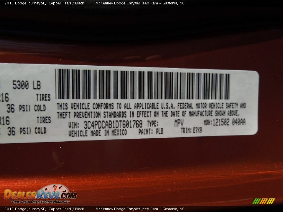 2013 Dodge Journey SE Copper Pearl / Black Photo #7