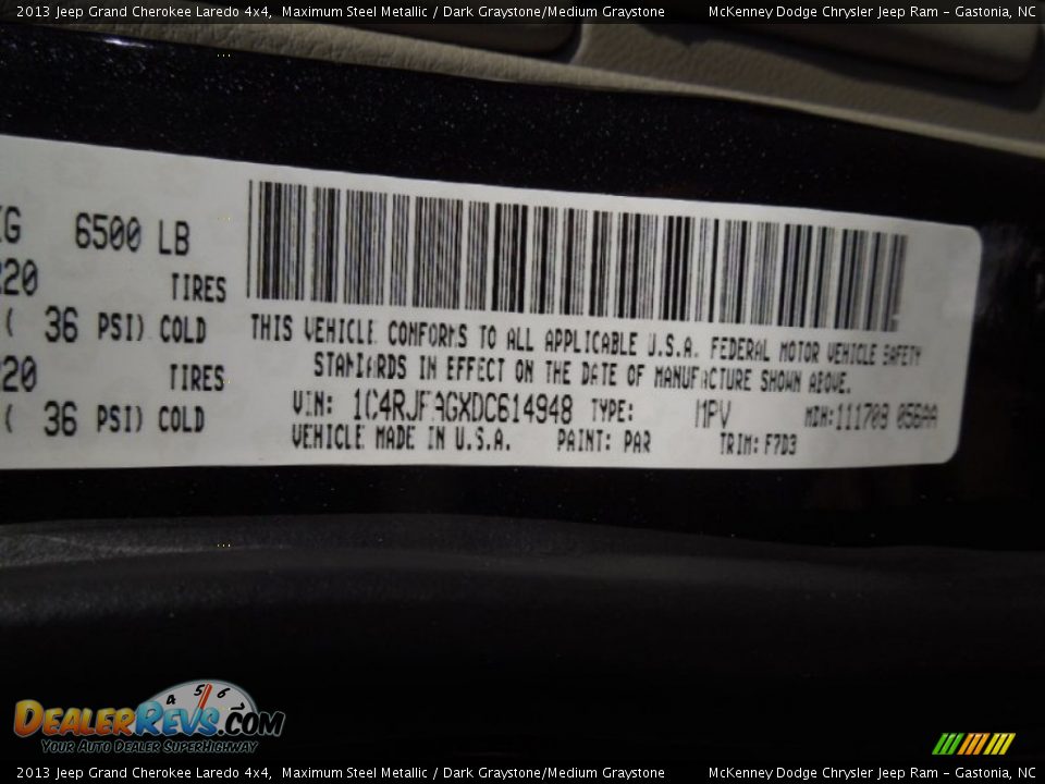 2013 Jeep Grand Cherokee Laredo 4x4 Maximum Steel Metallic / Dark Graystone/Medium Graystone Photo #7
