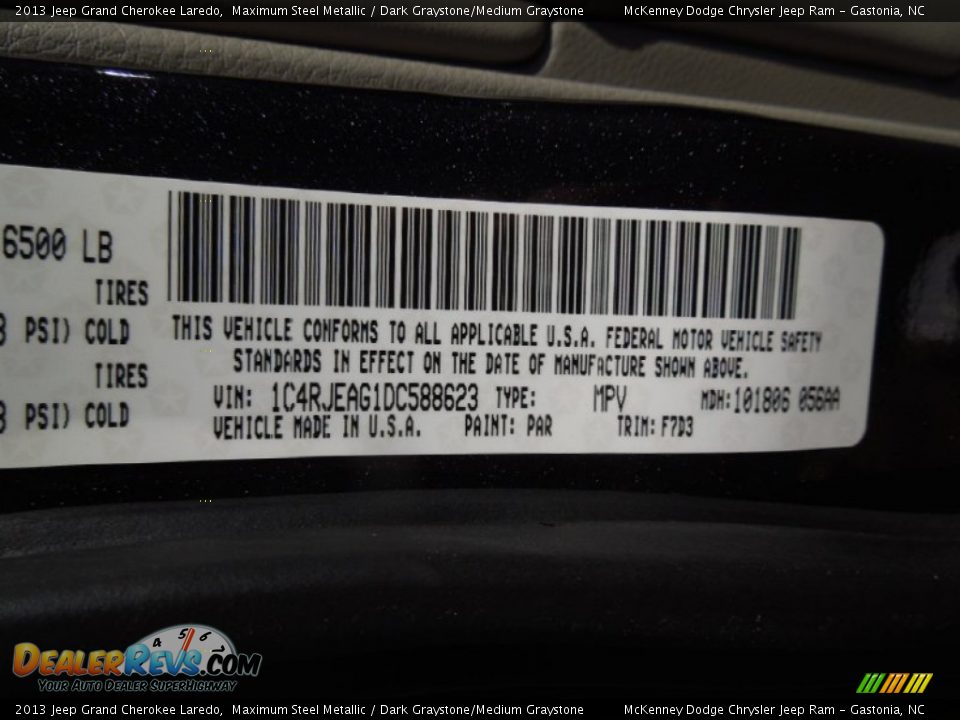 2013 Jeep Grand Cherokee Laredo Maximum Steel Metallic / Dark Graystone/Medium Graystone Photo #7