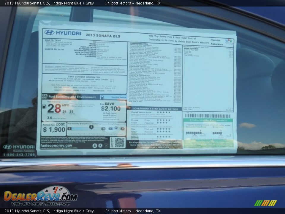 2013 Hyundai Sonata GLS Indigo Night Blue / Gray Photo #32