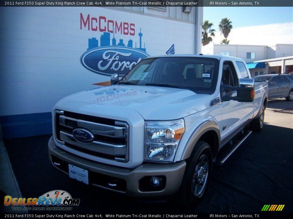 2011 Ford F350 Super Duty King Ranch Crew Cab 4x4 White Platinum Tri-Coat Metallic / Chaparral Leather Photo #1