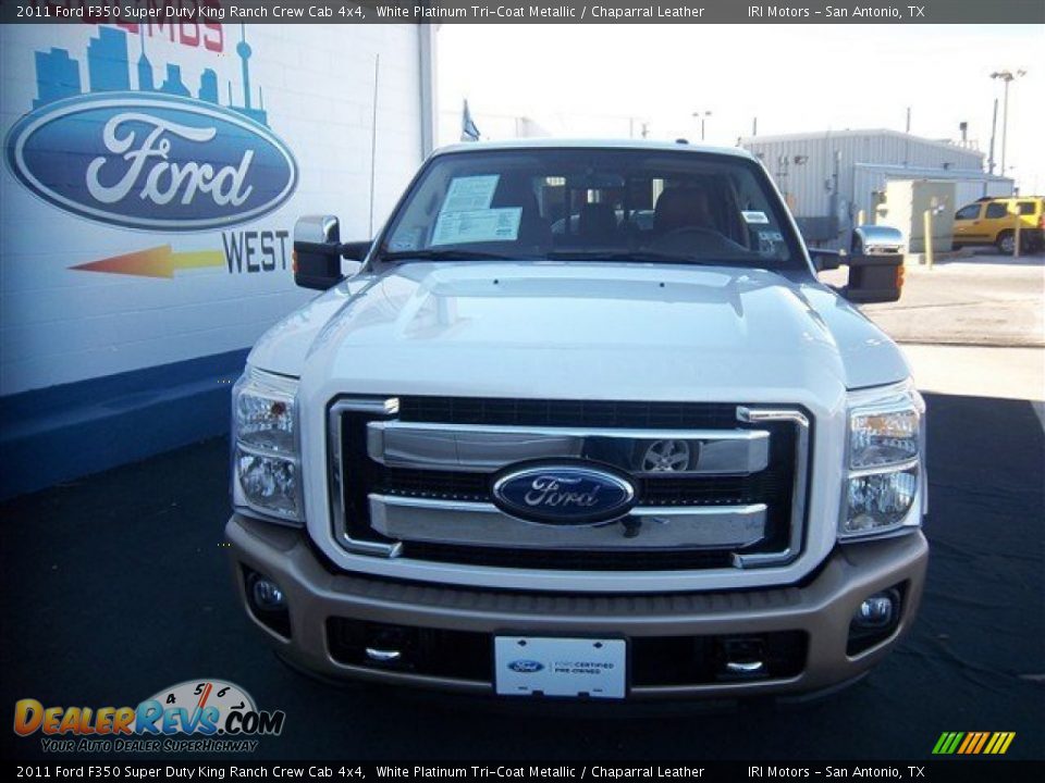 2011 Ford F350 Super Duty King Ranch Crew Cab 4x4 White Platinum Tri-Coat Metallic / Chaparral Leather Photo #2