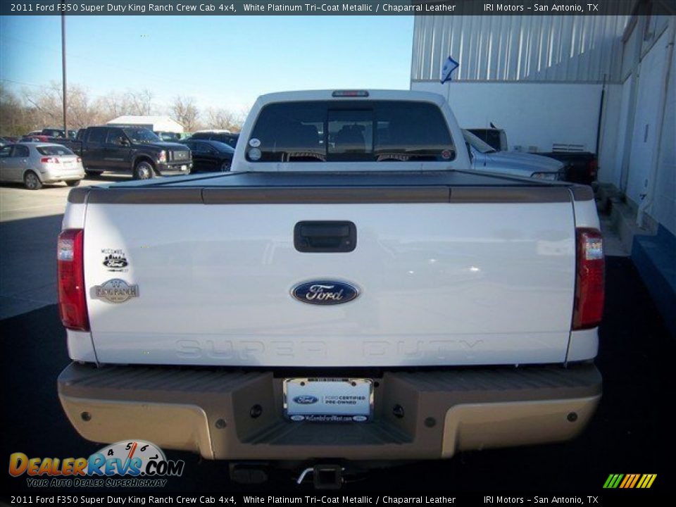 2011 Ford F350 Super Duty King Ranch Crew Cab 4x4 White Platinum Tri-Coat Metallic / Chaparral Leather Photo #12