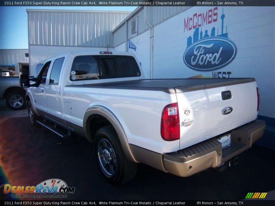 2011 Ford F350 Super Duty King Ranch Crew Cab 4x4 White Platinum Tri-Coat Metallic / Chaparral Leather Photo #17