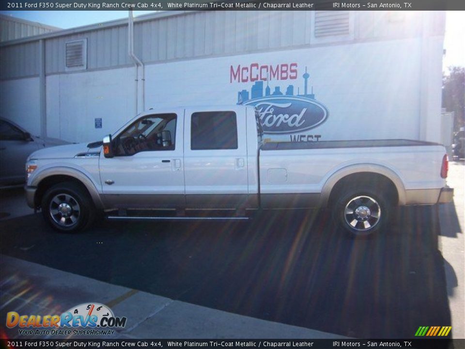 2011 Ford F350 Super Duty King Ranch Crew Cab 4x4 White Platinum Tri-Coat Metallic / Chaparral Leather Photo #18