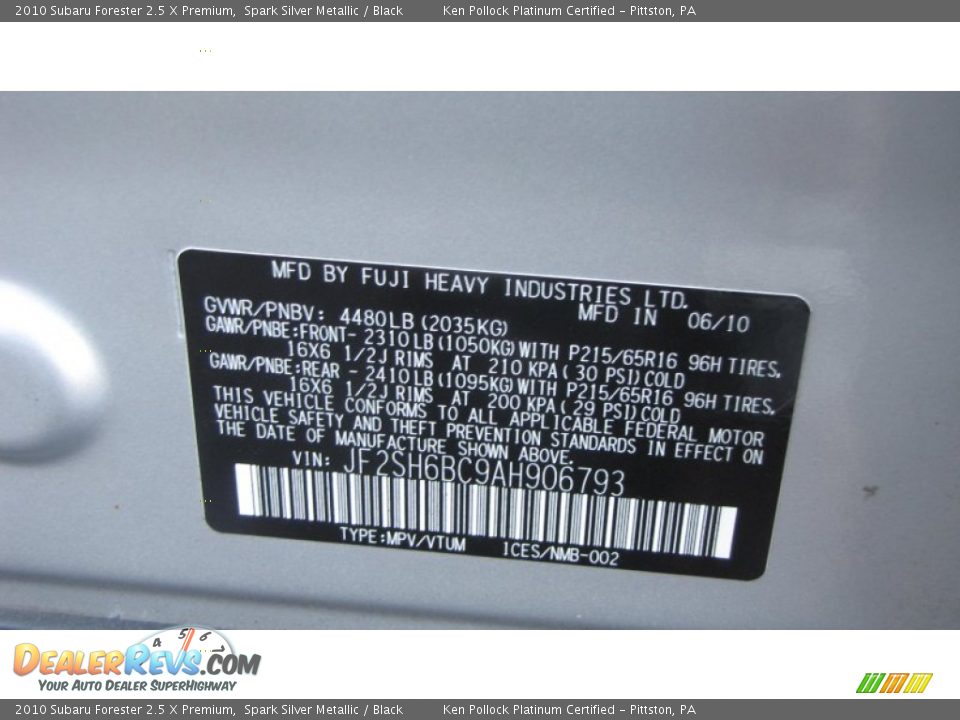 2010 Subaru Forester 2.5 X Premium Spark Silver Metallic / Black Photo #34
