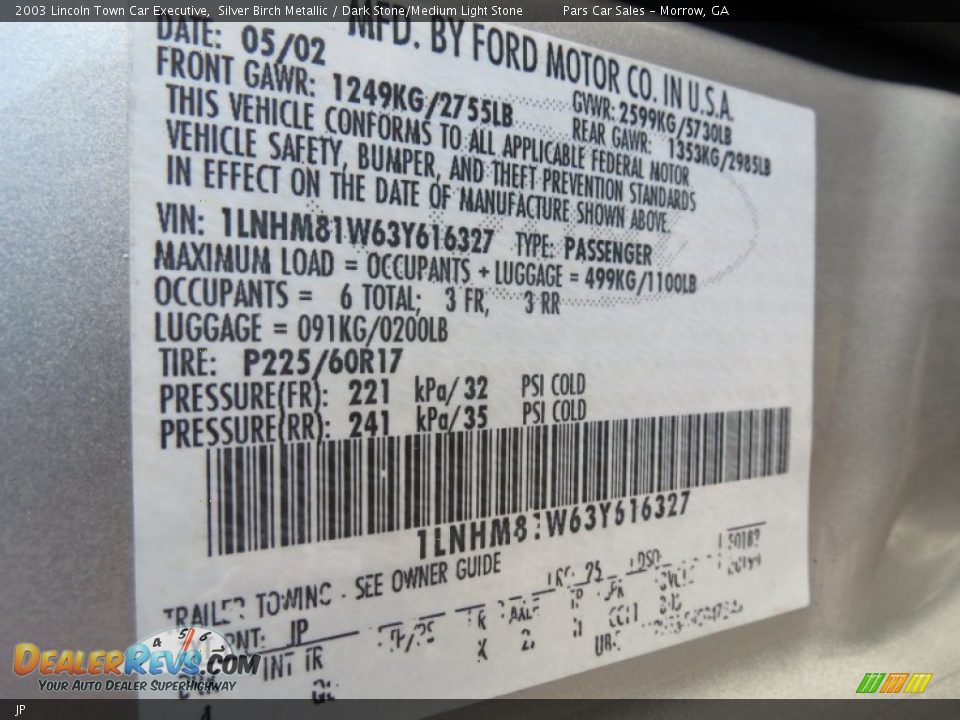 Lincoln Color Code JP Silver Birch Metallic