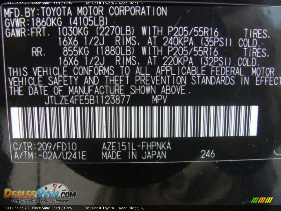 2011 Scion xB Black Sand Pearl / Gray Photo #15