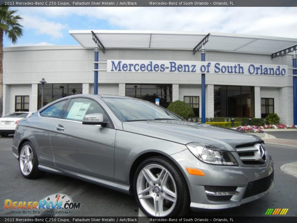 2013 Mercedes-Benz C 250 Coupe Palladium Silver Metallic / Ash/Black Photo #1