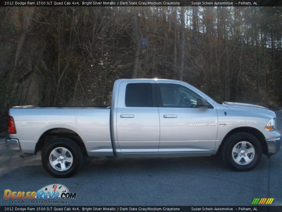 2012 Dodge Ram 1500 SLT Quad Cab 4x4 Bright Silver Metallic / Dark Slate Gray/Medium Graystone Photo #2