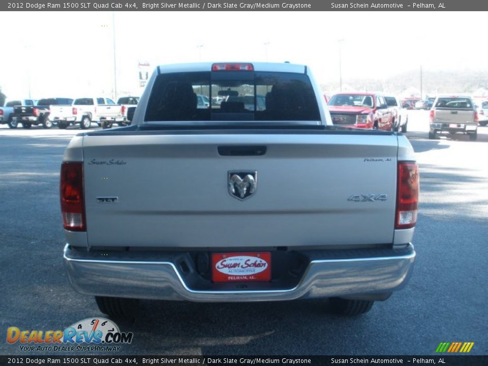 2012 Dodge Ram 1500 SLT Quad Cab 4x4 Bright Silver Metallic / Dark Slate Gray/Medium Graystone Photo #10