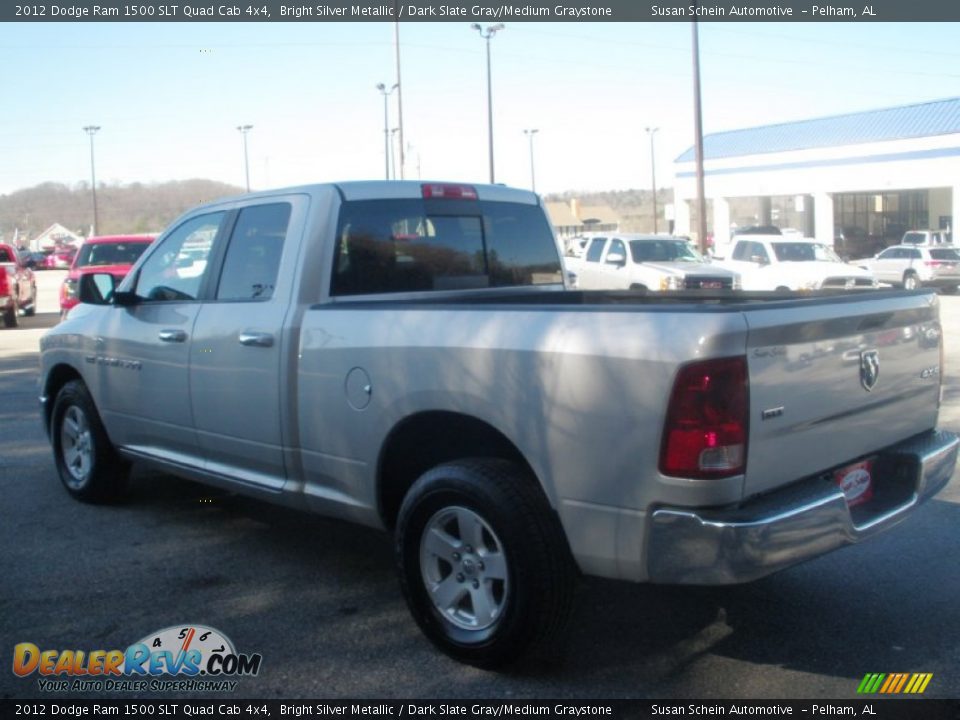 2012 Dodge Ram 1500 SLT Quad Cab 4x4 Bright Silver Metallic / Dark Slate Gray/Medium Graystone Photo #11