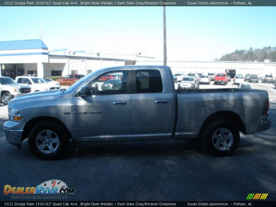 2012 Dodge Ram 1500 SLT Quad Cab 4x4 Bright Silver Metallic / Dark Slate Gray/Medium Graystone Photo #12