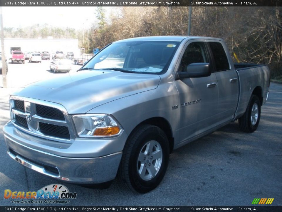 2012 Dodge Ram 1500 SLT Quad Cab 4x4 Bright Silver Metallic / Dark Slate Gray/Medium Graystone Photo #13