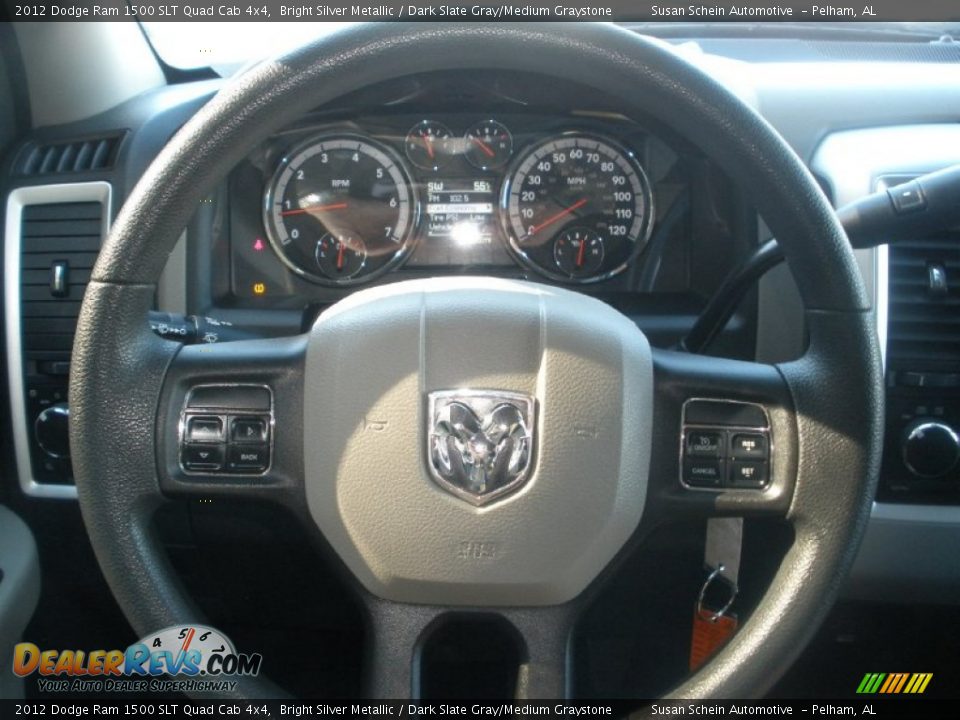 2012 Dodge Ram 1500 SLT Quad Cab 4x4 Bright Silver Metallic / Dark Slate Gray/Medium Graystone Photo #24