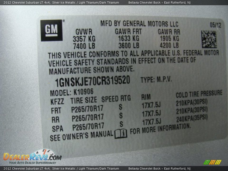 2012 Chevrolet Suburban LT 4x4 Silver Ice Metallic / Light Titanium/Dark Titanium Photo #15
