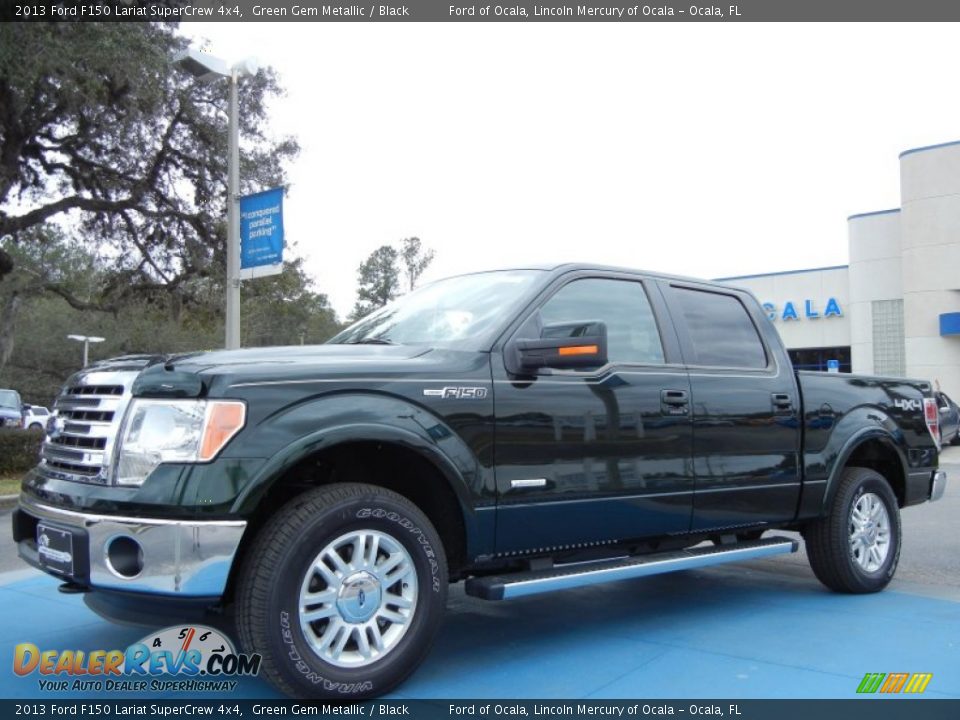 2013 Ford F150 Lariat SuperCrew 4x4 Green Gem Metallic / Black Photo #1