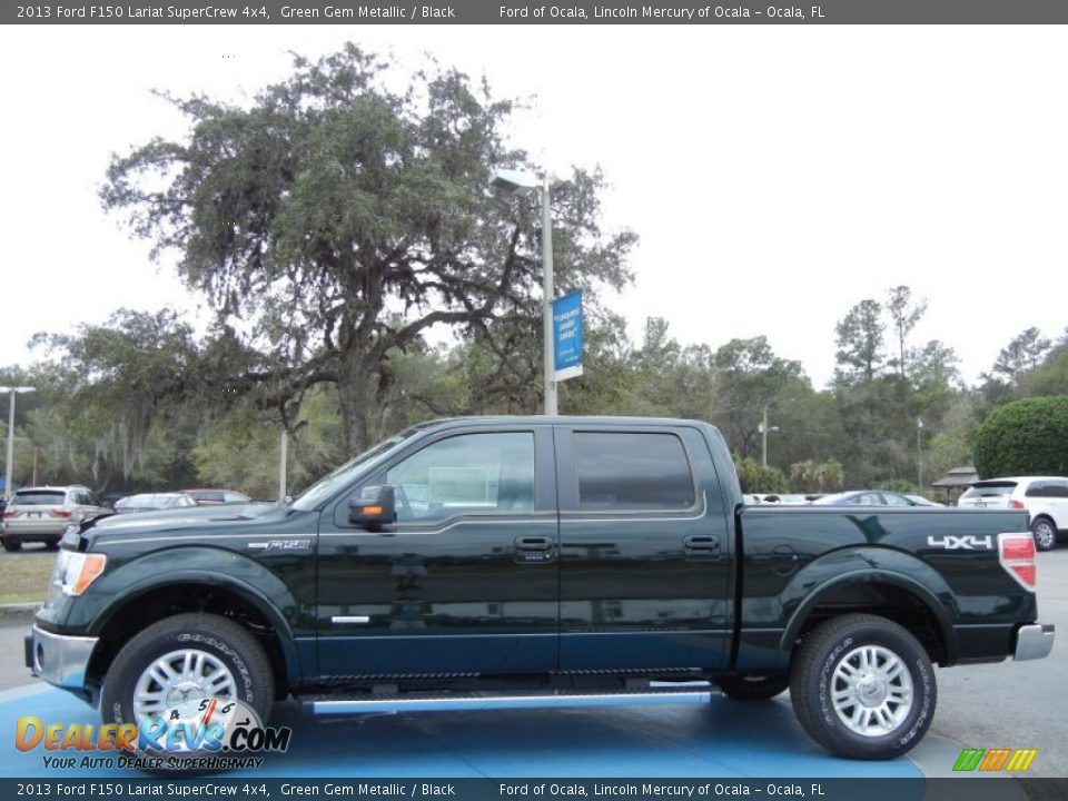 2013 Ford F150 Lariat SuperCrew 4x4 Green Gem Metallic / Black Photo #2
