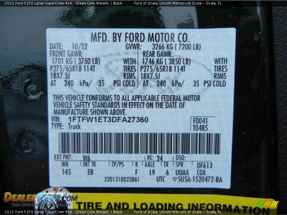 2013 Ford F150 Lariat SuperCrew 4x4 Green Gem Metallic / Black Photo #12