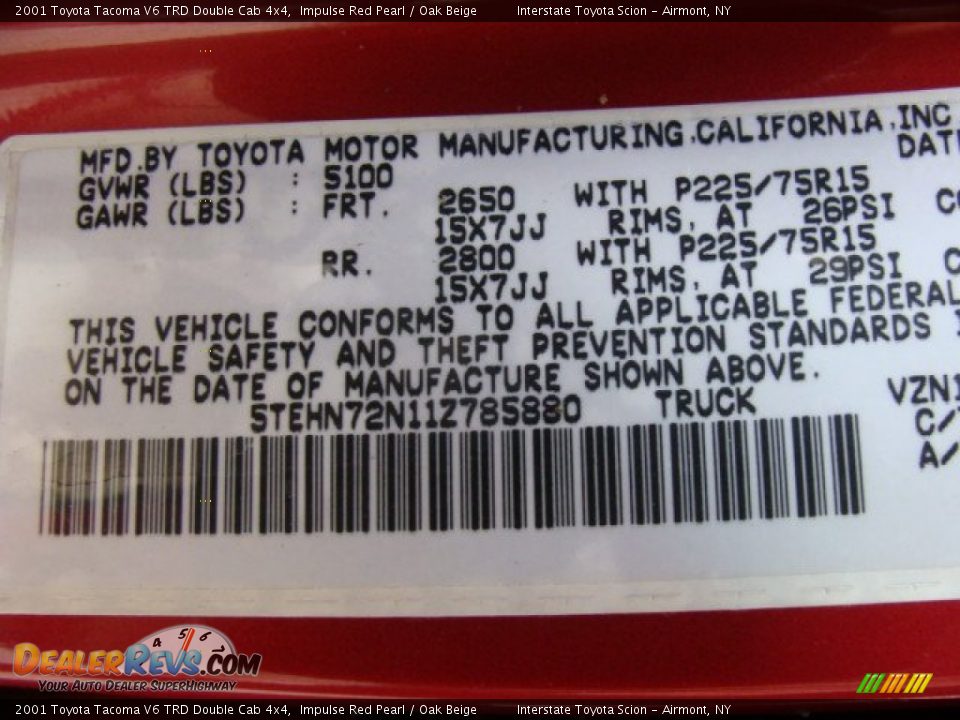2001 Toyota Tacoma V6 TRD Double Cab 4x4 Impulse Red Pearl / Oak Beige Photo #25