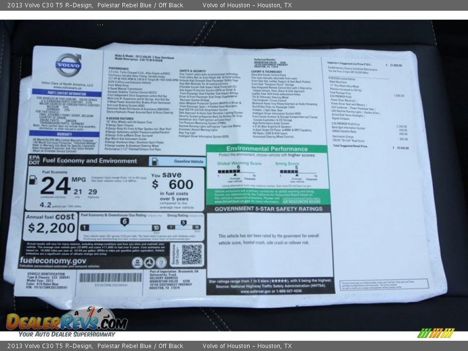 2013 Volvo C30 T5 R-Design Polestar Rebel Blue / Off Black Photo #28