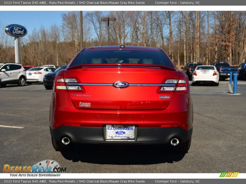 2013 Ford Taurus SHO AWD Ruby Red Metallic / SHO Charcoal Black/Mayan Gray Miko Suede Photo #4