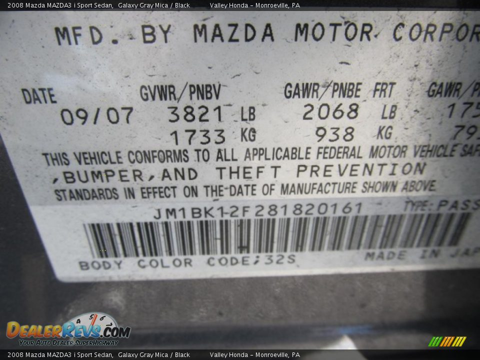 2008 Mazda MAZDA3 i Sport Sedan Galaxy Gray Mica / Black Photo #14