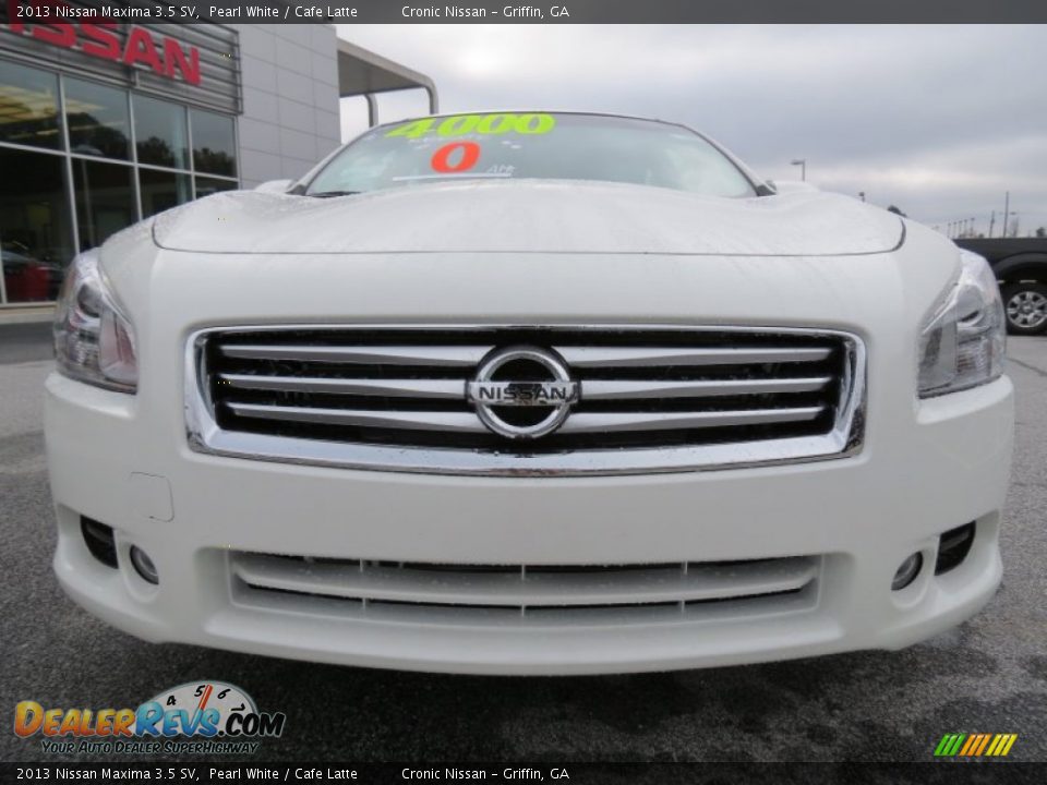 2013 Nissan Maxima 3.5 SV Pearl White / Cafe Latte Photo #8