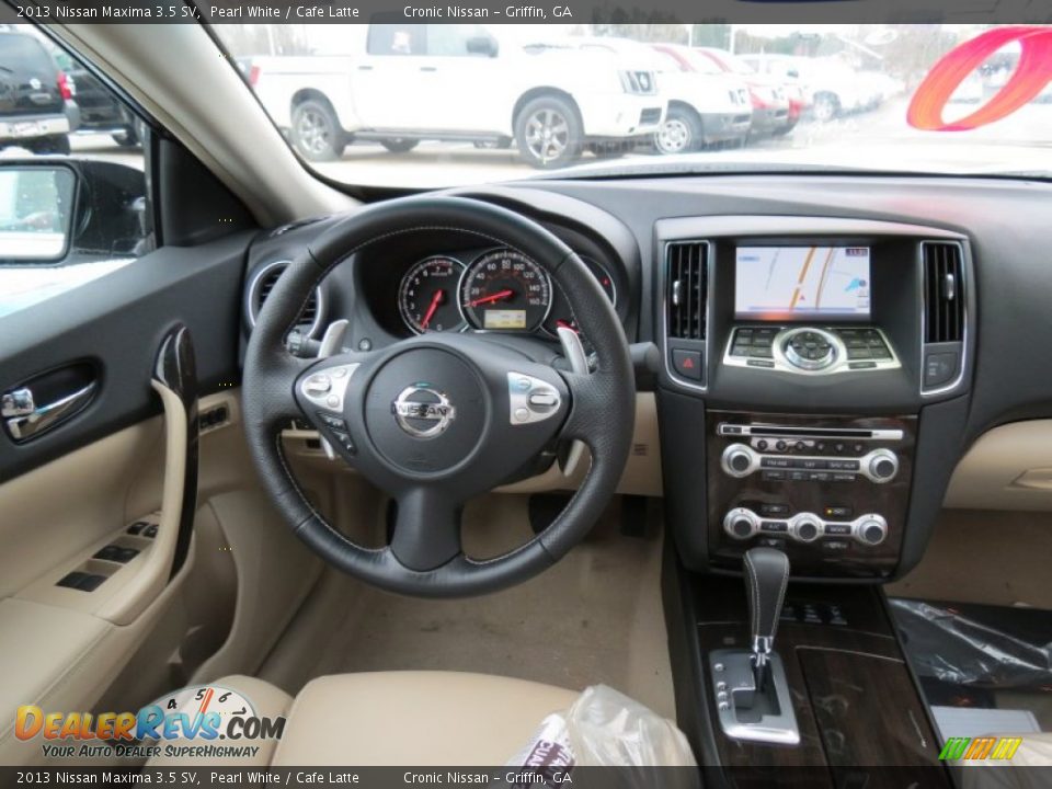 2013 Nissan Maxima 3.5 SV Pearl White / Cafe Latte Photo #13