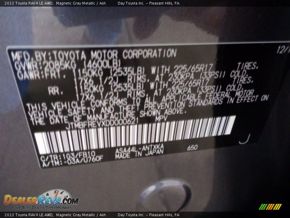 2013 Toyota RAV4 LE AWD Magnetic Gray Metallic / Ash Photo #19