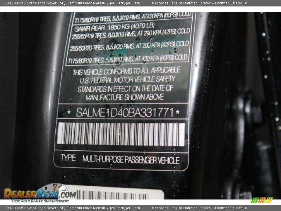 2011 Land Rover Range Rover HSE Santorini Black Metallic / Jet Black/Jet Black Photo #32