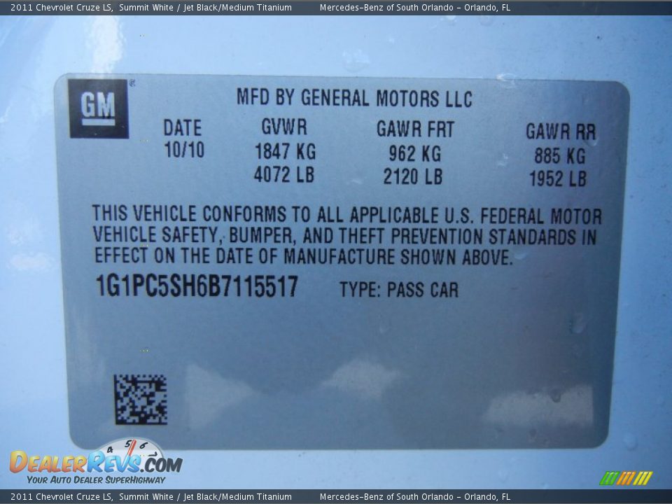 2011 Chevrolet Cruze LS Summit White / Jet Black/Medium Titanium Photo #25