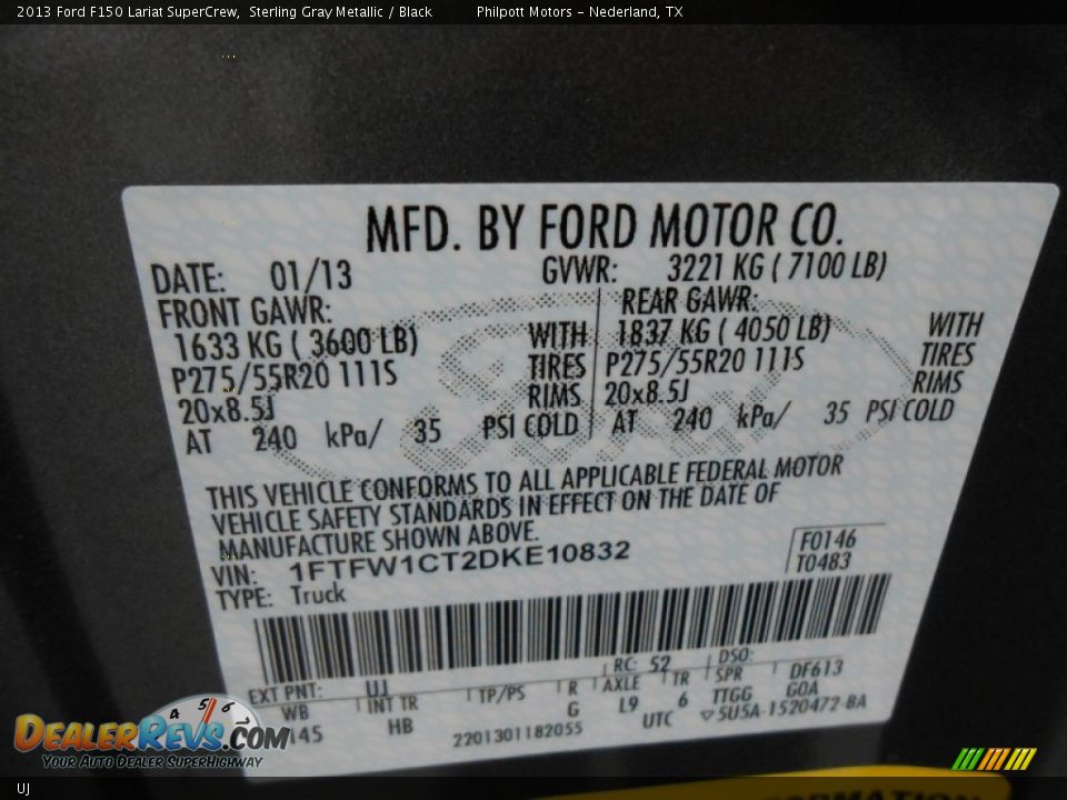 Ford Color Code UJ Sterling Gray Metallic