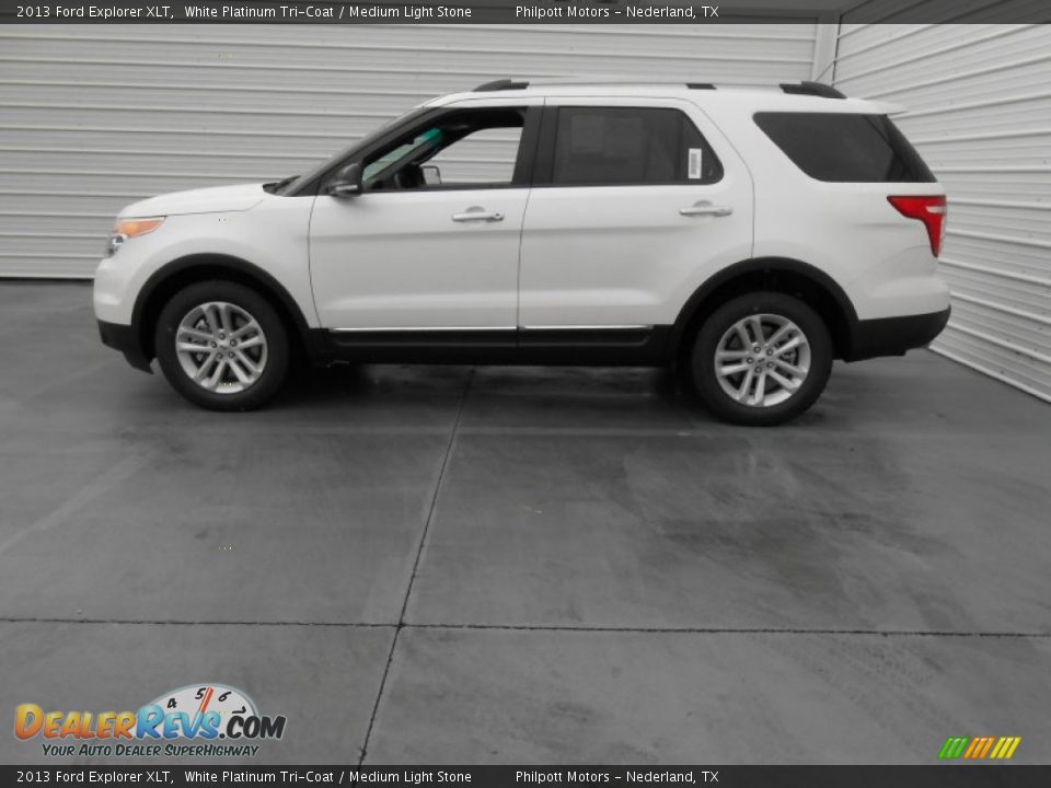 2013 Ford Explorer XLT White Platinum Tri-Coat / Medium Light Stone Photo #8
