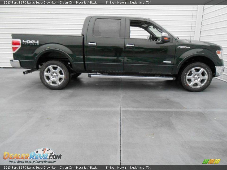 2013 Ford F150 Lariat SuperCrew 4x4 Green Gem Metallic / Black Photo #2