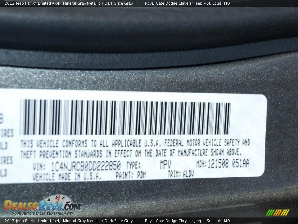 2013 Jeep Patriot Limited 4x4 Mineral Gray Metallic / Dark Slate Gray Photo #8