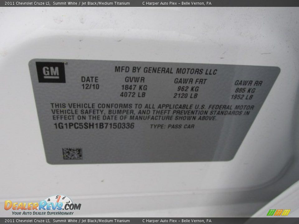 2011 Chevrolet Cruze LS Summit White / Jet Black/Medium Titanium Photo #23